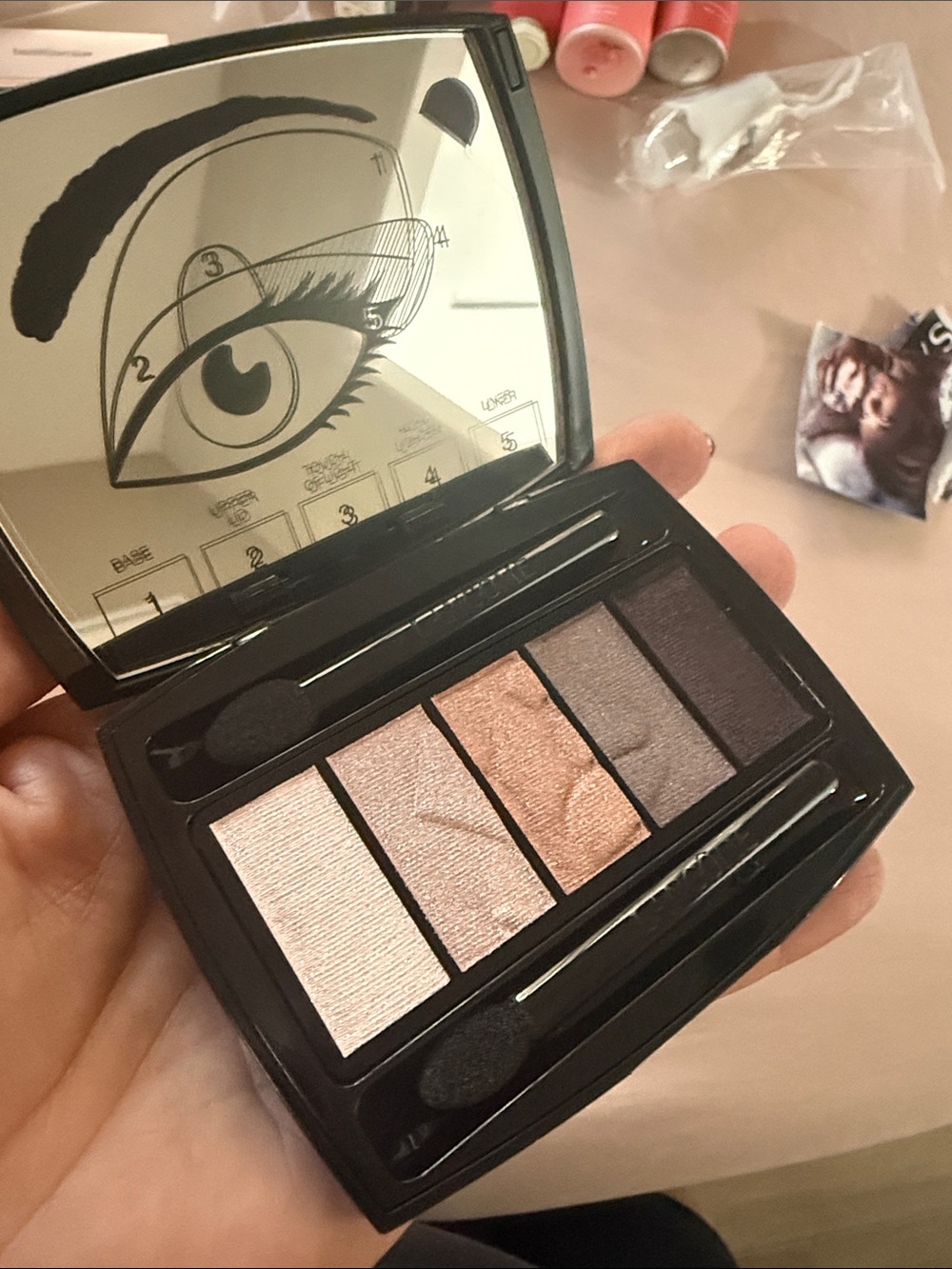 Lancome Five-Color Eyeshadow Palette – Champagne, Rose, Peach & Taupe